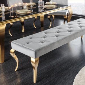 Design bank MODERN BAROK 175cm grijs fluweel goud roestvrij staal - 43385