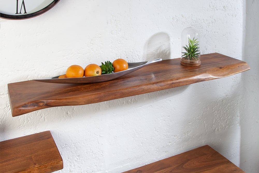 Massieve wandplank MAMMUT 115cm acaciahouten plank met boomrand - 39961