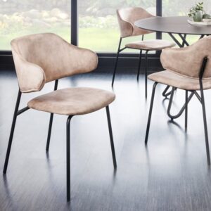 Design stoel VOGUE champagne grijs fluweel zwart metalen poten - 43152