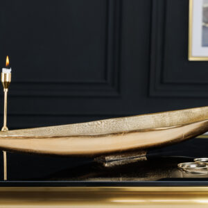Handgemaakte decoratieve kom GOLD LEAF 80cm antiek goud aluminium - 42724