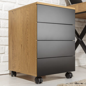 Moderne rolcontainer STUDIO 40cm zwart eikenlook 4 lades - 40626