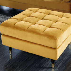 Design kruk COSY VELVET 80cm mosterdgeel goud fluwelen metalen poten - 41302