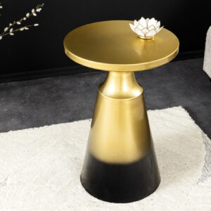 Design bijzettafel ABSTRACT 60cm goud metaal geborsteld patina handgemaakte ronde kolomtafel - 43231