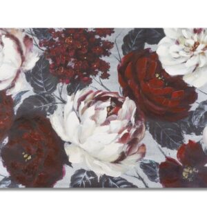HANDGEMAAKTE MUURSCHILDERING WIT/RODE BLOEM DARKBACK CM 
120X3,7X60 - 321230000