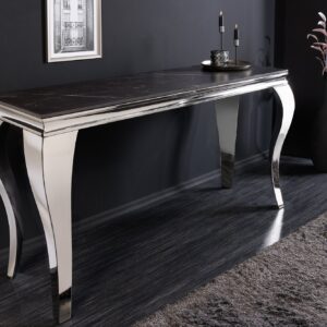 Design Console Tafel MODERN BAROK 140cm zwart antraciet chroom keramiek marmer - 44367