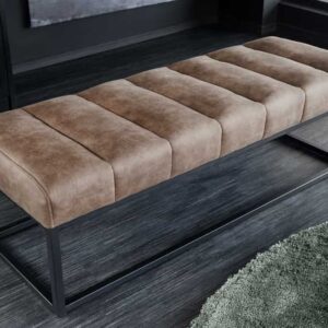 Design bank PETIT BEAUTÉ 110cm vintage taupe microvezel zwart metalen frame - 44427