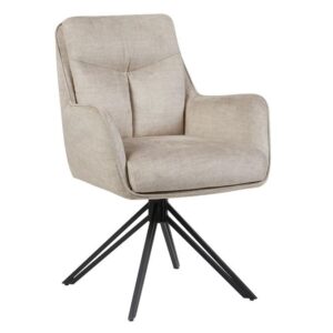 Draaibare fauteuil PROMETHEUS draaibaar 180° met armleuningen vogue velours fluweel beige - 48757