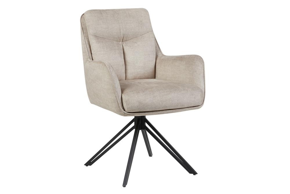 Draaibare fauteuil PROMETHEUS draaibaar 180° met armleuningen vogue velours fluweel beige - 48757