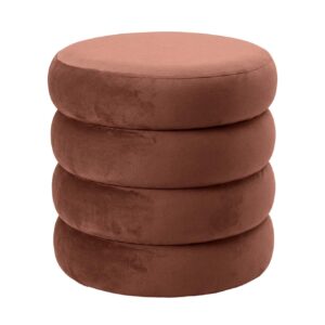 Kruk VOGUE 40cm rond bekleed met opbergruimte fluweel roestbruin - 48643