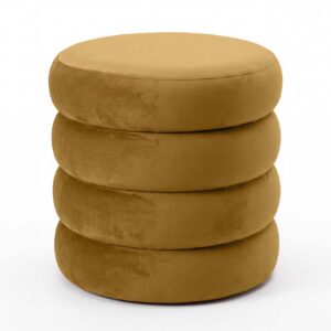 Kruk VOGUE 40cm rond bekleed met opbergruimte fluweel mosterdgeel - 48642