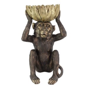 Decoratiefiguur AAP 50 cm handgemaakt met schelp zwart goud - 48051