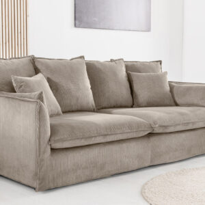 Sofa HEAVEN 200cm 3-zits vering kern afneembare hoes koord greige - 46108
