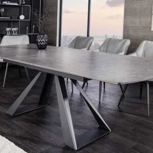 Uitschuifbare eettafel CONCORD 180-230cm grafietgrijs keramiek zwart metaal - 46499