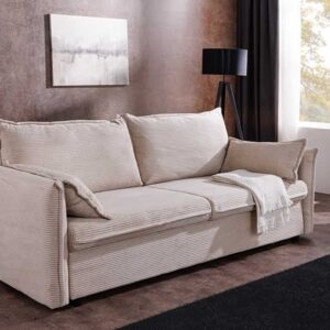 Design slaapbank APARTMENT 215cm beige corduroy 3-zits bank incl. bedbox kussen - 47132