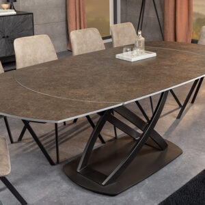 Uitschuifbare eettafel INCEPTION 130-190cm roest ovaal keramiek brons frame - 46425
