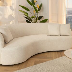 Moderne bank ATELIER 230cm beige bouclé 3-zits bank incl. kussens - 46546