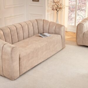 3-zitsbank BABYLON 200cm champagne beige fluweel met sierstiksel - 44511