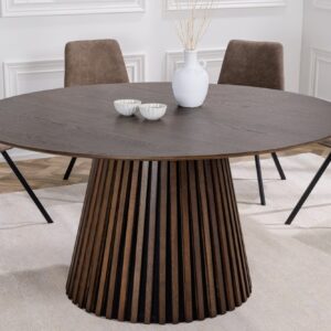Ronde eettafel VALHALLA WOOD 120cm gerookt eiken kolomvoet - 43434