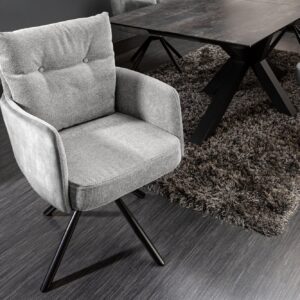 Draaistoel BIG GEORGE Grijs fluweel getextureerde stof fauteuil lente kern - 40167