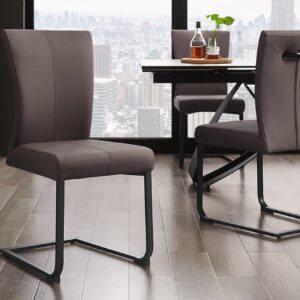 Moderne sledestoel SAMSON taupe grijs echt lederen metalen frame met comfort handvat - 45173