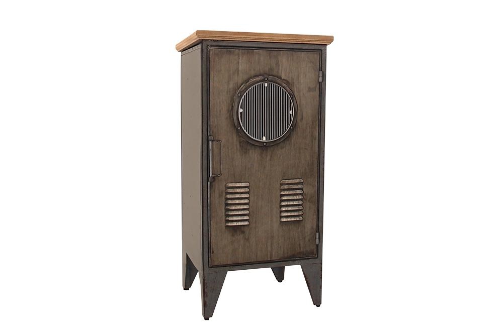 Kast NAUTILUS 80cm dennenhout metaal vintage bruin - 48171