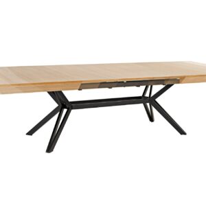 GIANT eettafel 200-320 cm, uitschuifbaar, natuurlijke eikenhouten look met zwart metalen frame - 46566