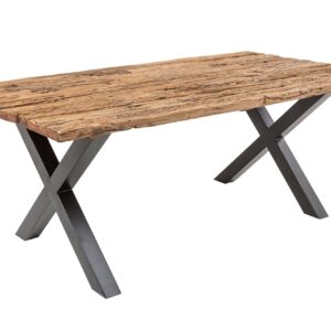 Eettafel BARRACUDA 180 cm met X-poten, naturel, zonder glazen blad. - 39698