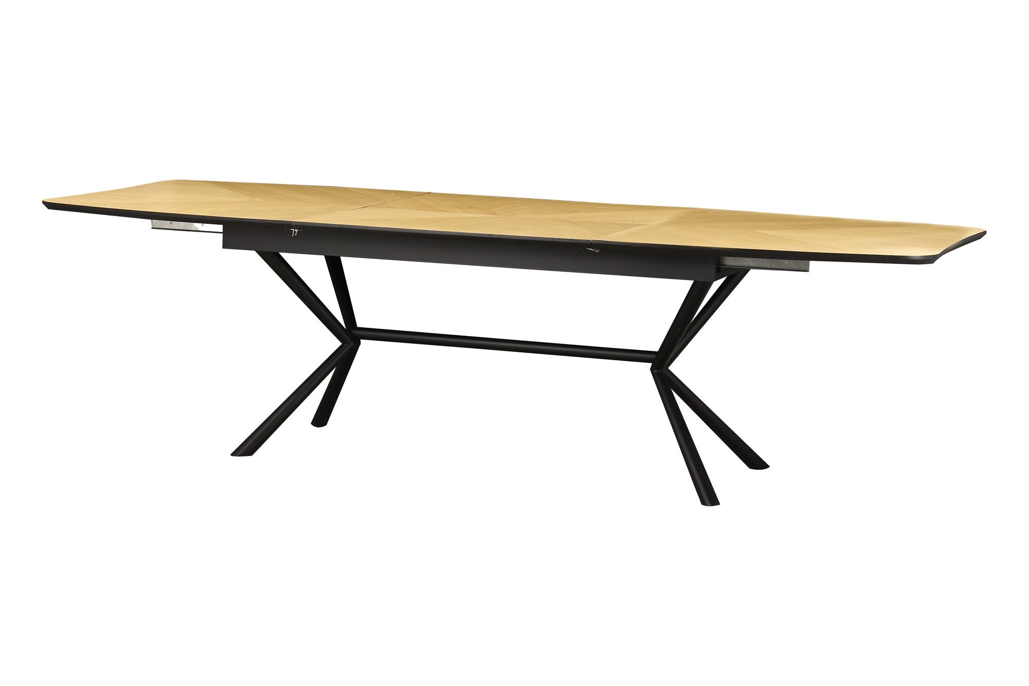 Eettafel GRANDEZZA 180-270 cm uitschuifbaar, natuurlijke eikenhoutlook met zwart metalen frame - 46554