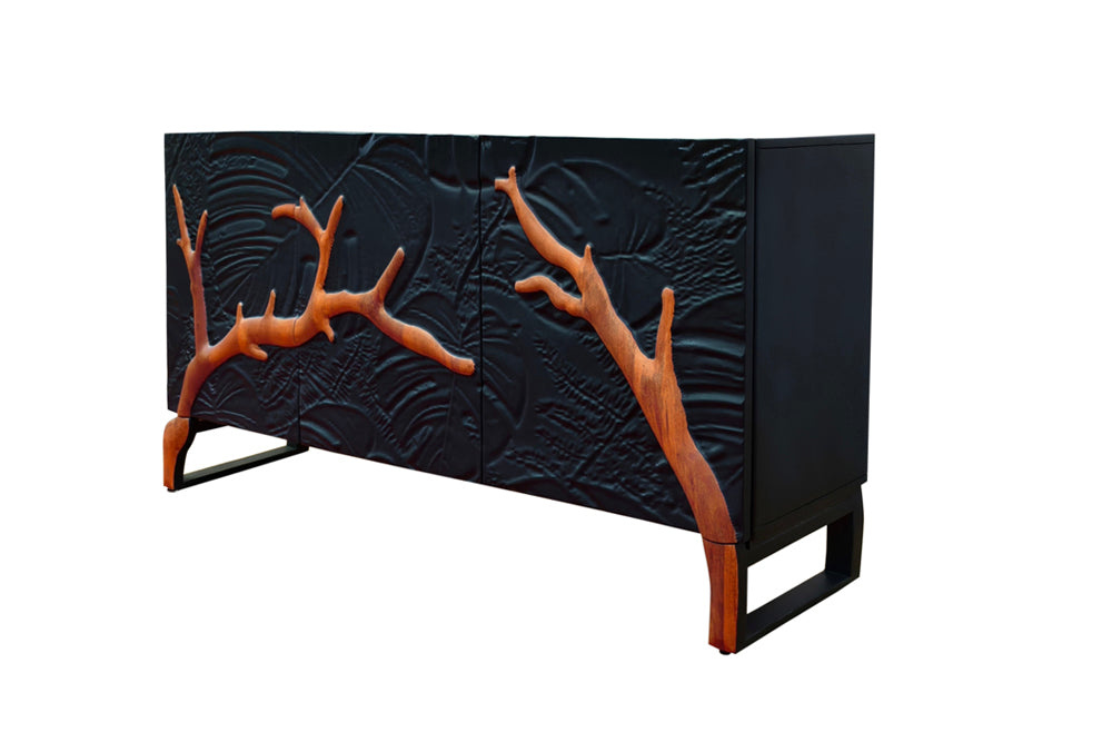 Dressoir FOREST 160 cm 3D mangohout zwartbruin - 46199