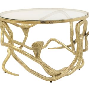 Salontafel SNAKE 70cm goud met glazen blad - 45743