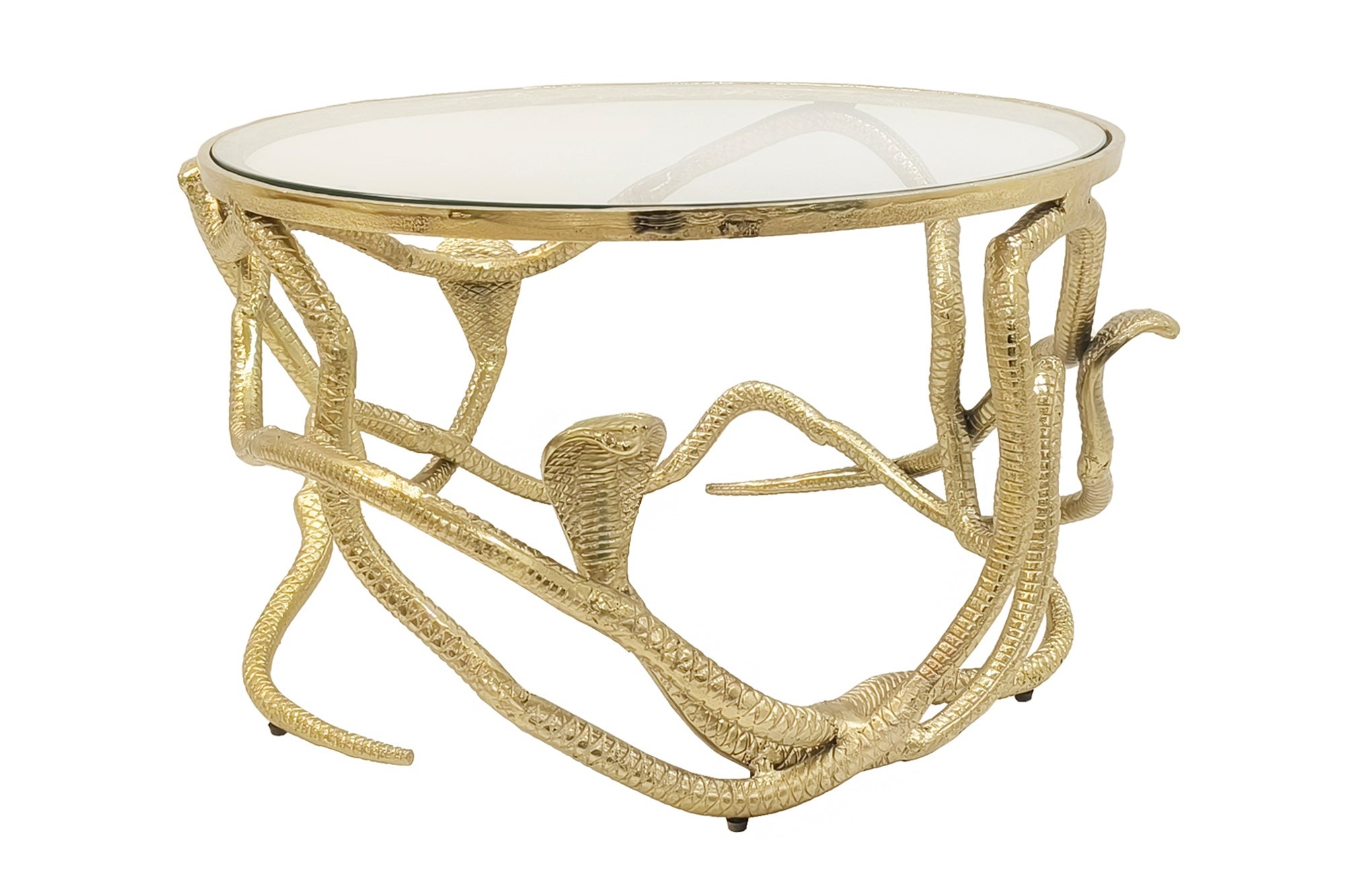 Salontafel SNAKE 70cm goud met glazen blad - 45743