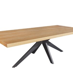 Eettafel ZEUS 240 cm, natuurlijke eikenhoutlook met zwart metalen frame - 46565