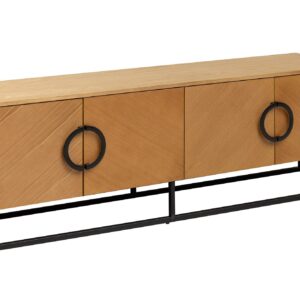 TV-onderkast GRANDEZZA 180 cm, eikenhoutlook met zwart metalen frame - 46699