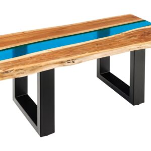 Salontafel LIQUID 110cm acaciahout blauwe epoxystrip - 45680
