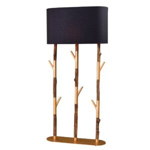 Vloerlamp WARDROBE 150cm, frame naturel goud met lampenkap zwart goud - 45897