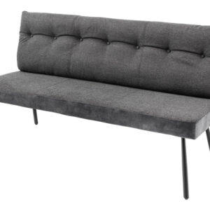 Bank BIG GEORGE 160cm plat geweven stof met verende kern fluweel antraciet - 44012