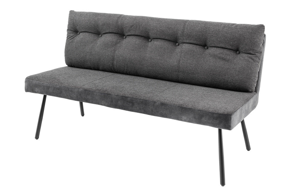 Bank BIG GEORGE 160cm plat geweven stof met verende kern fluweel antraciet - 44012