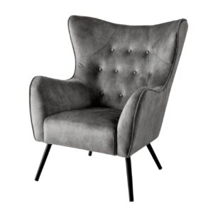 Fauteuil AMSTERDAM met fluweelgrijze accenten, grijs - 43567