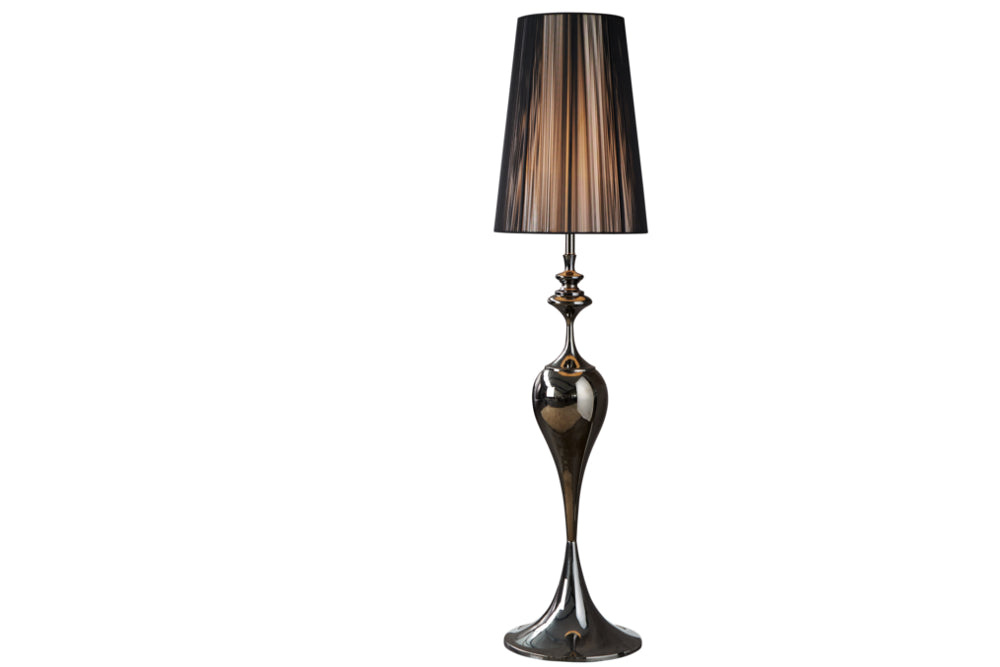 Staande lamp LUCIE 160 cm met zwarte nylon kap in barokstijl - 20512