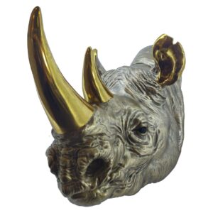 Wanddecoratie RHINO 60cm handgemaakt goud - 48020