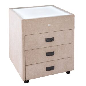 Nachtkastje TOULOUSE met LED-verlichting 55 cm fluweel beige - 45948
