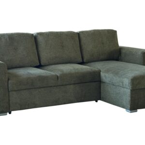 Slaapbank APARTMENT 245cm 3-zitter met ottoman en opbergruimte geweven stof groen - 47599