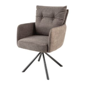Draaistoel BIG GEORGE met armleuningen, plat geweven microvezelstof, taupe, draaibaar - 44011