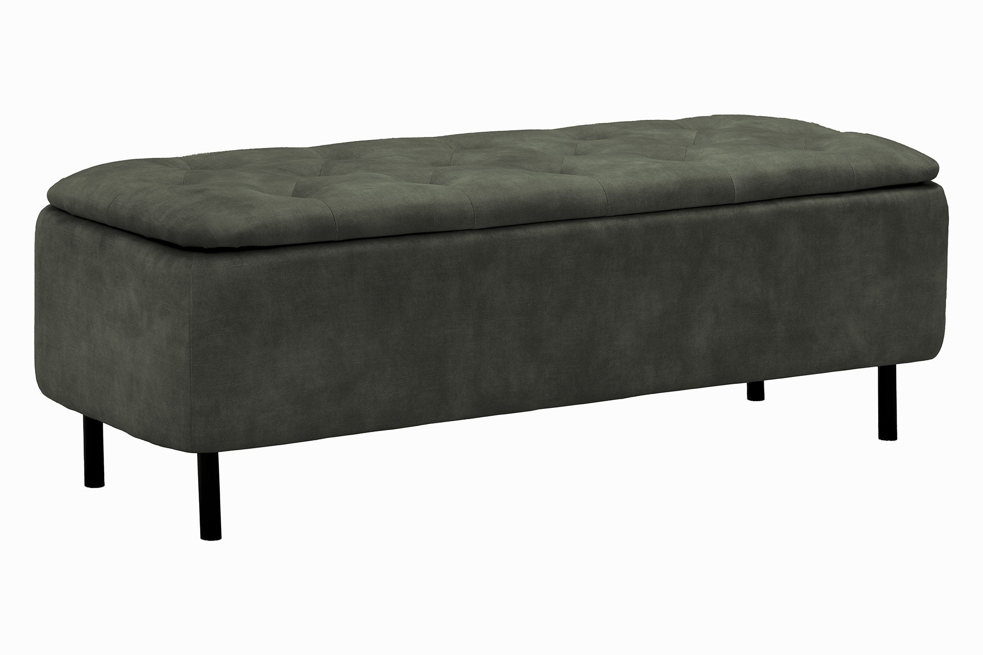 Bankkast EN VOGUE 120 cm met opbergruimte, donkergroen fluweel - 47655