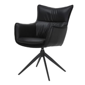 Draaistoel VOGUE 360° met armleuningen, zwart kunstleer met zwart metalen frame - 47708