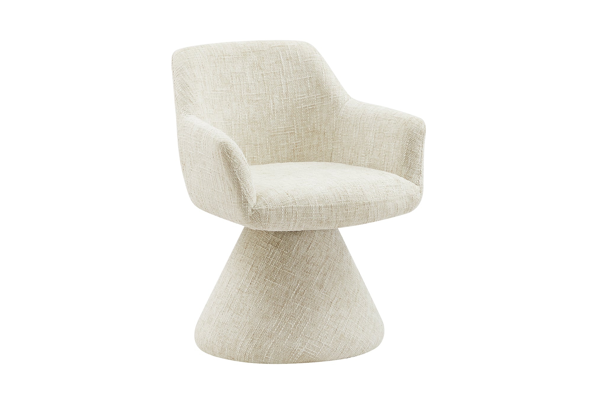Draaistoel AMBIENTO 180° met armleuningen, chenille stof, beige, automatische terugkeerfunctie - 47789