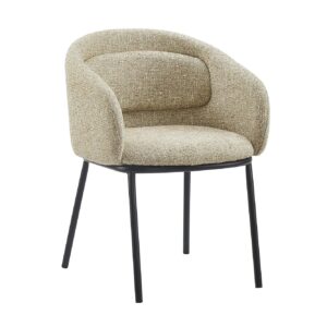 Stoel FLORENZ met armleuningen, gestructureerde stof, beige, bruin en zwart metalen frame - 47792