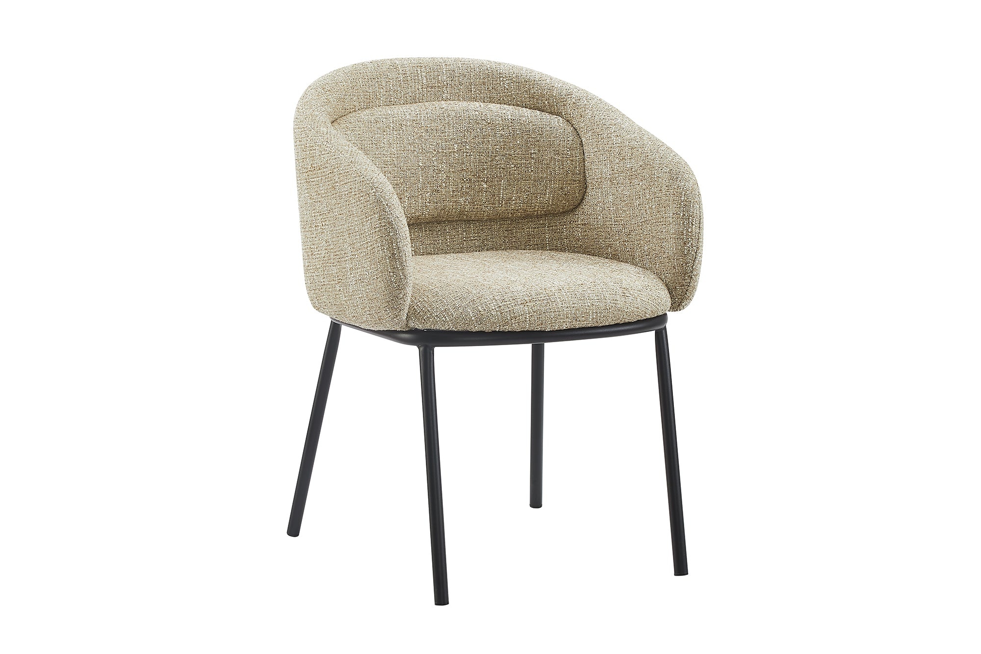 Stoel FLORENZ met armleuningen, gestructureerde stof, beige, bruin en zwart metalen frame - 47792