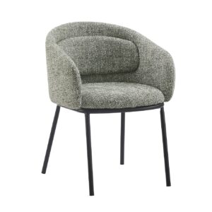 Stoel FLORENZ met armleuningen, donkergroene stof met structuur en zwart metalen frame. - 47794