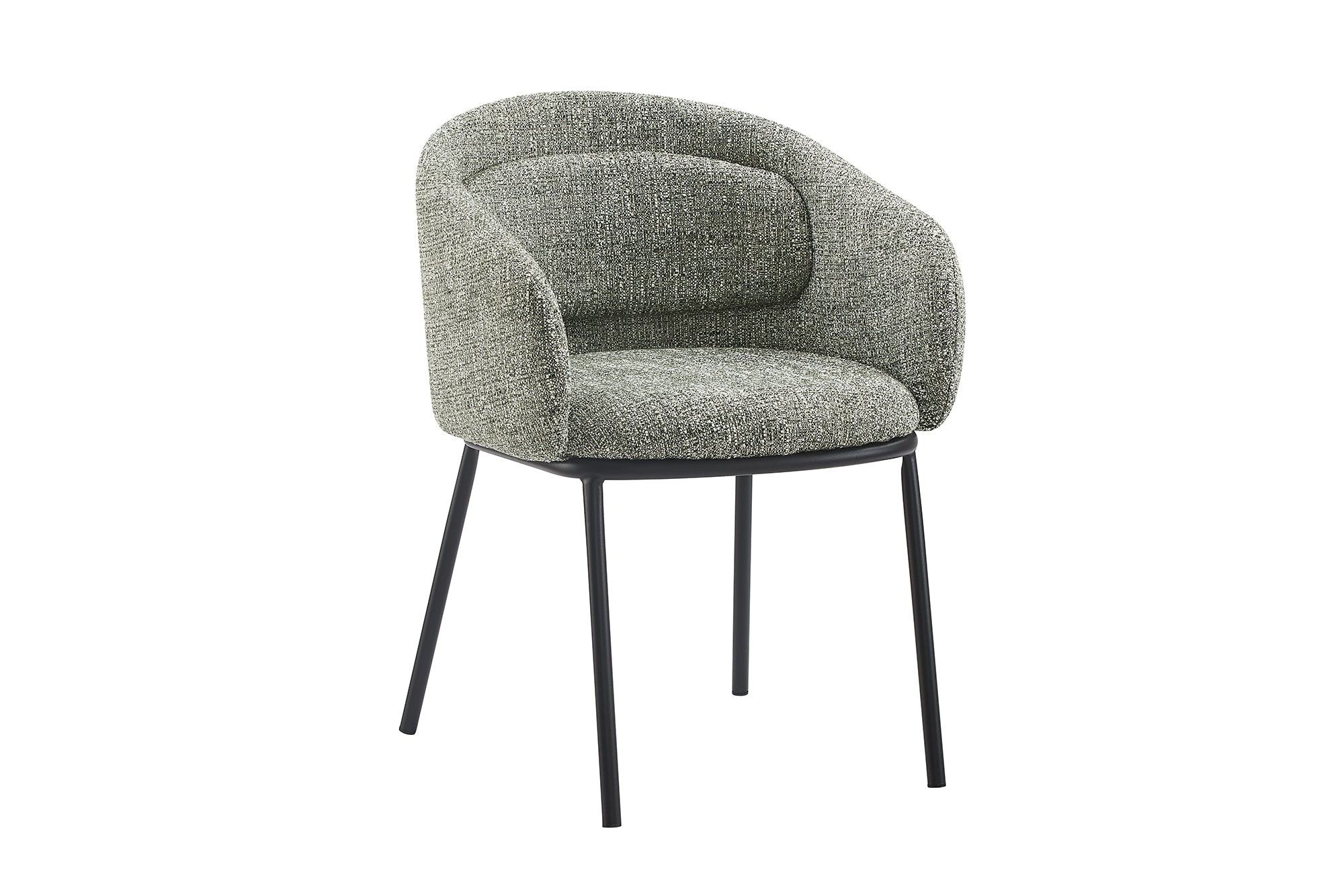 Stoel FLORENZ met armleuningen, donkergroene stof met structuur en zwart metalen frame. - 47794
